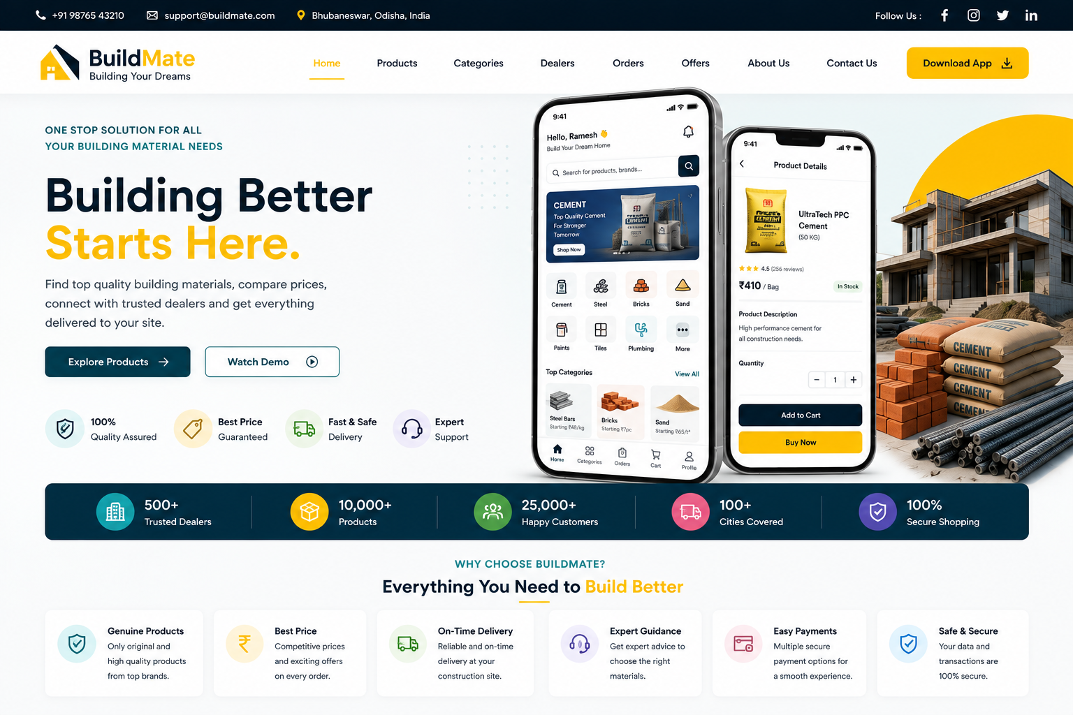 Building materials booking app