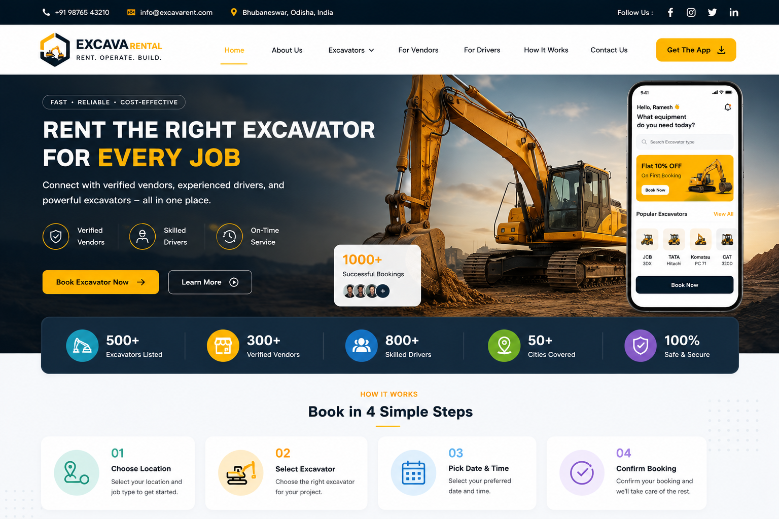 Excavator rental app